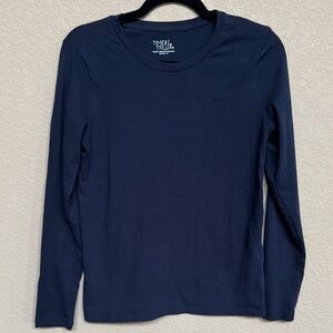 Time & Tru Navy Long Sleeve Top (S — fits like a 6!) Like New